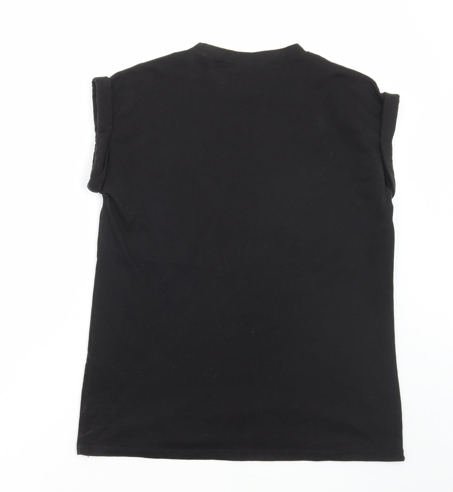 Original Essentials Womens Black Polyester Basic T-Shirt Size S Round Neck - Celfie