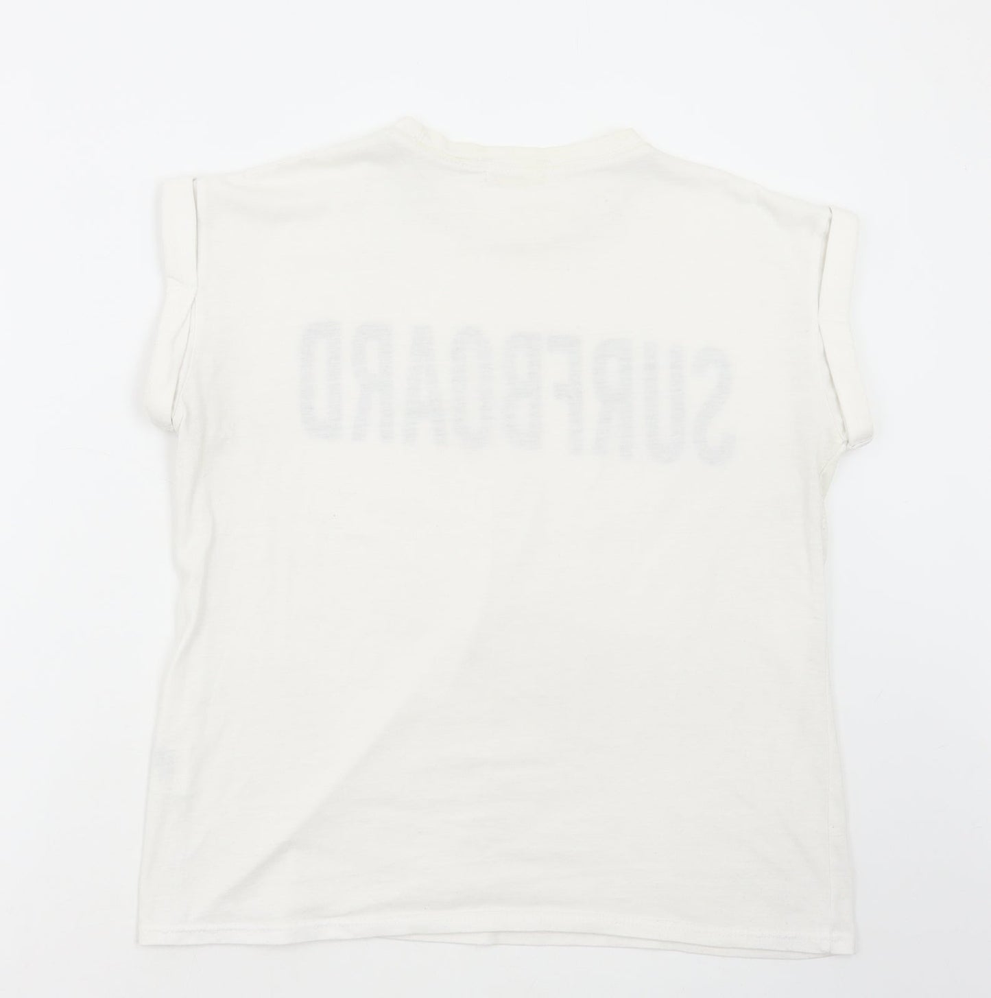 Original Essentials Womens White Polyester Basic T-Shirt Size S Round Neck - Surfboard