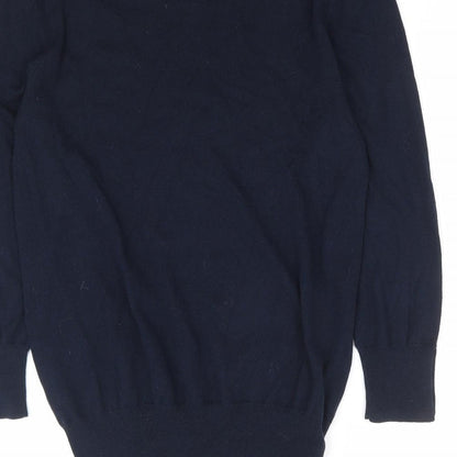 Next Womens Blue Boat Neck Cotton Pullover Jumper Size 8 - Colourblock