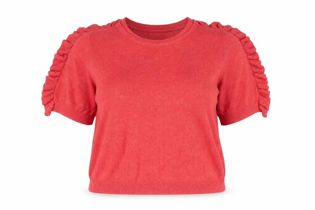 Marks & Spencer Womens Red Round Neck Viscose Pullover Jumper Size 16 - Back Button Detail