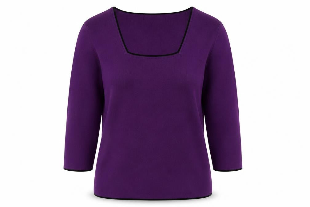 Just Elegance Womens Purple Square Neck Viscose Pullover Jumper Size M