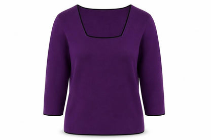 Just Elegance Womens Purple Square Neck Viscose Pullover Jumper Size M