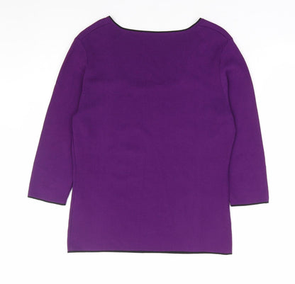 Just Elegance Womens Purple Square Neck Viscose Pullover Jumper Size M