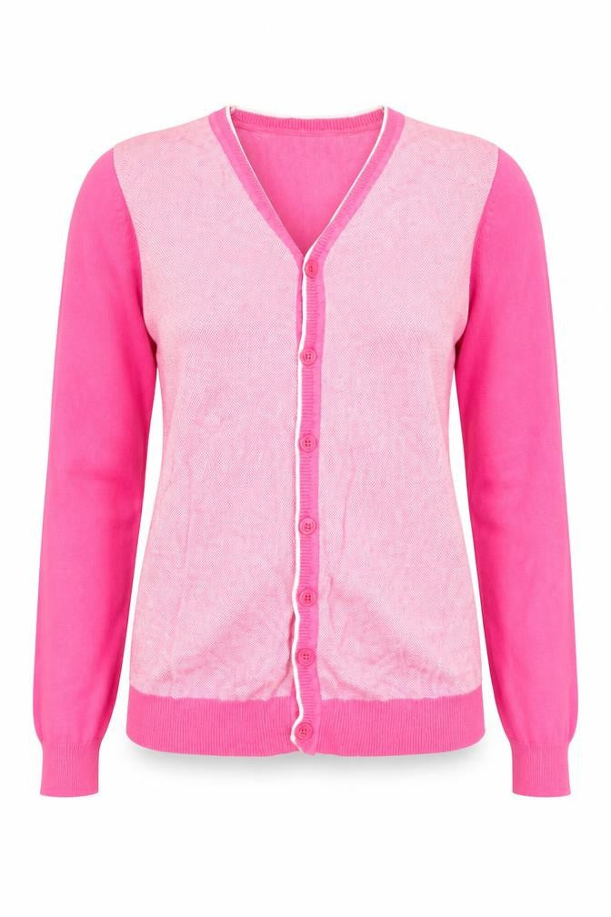 Primark Womens Pink V-Neck 100% Cotton Cardigan Jumper Size XS