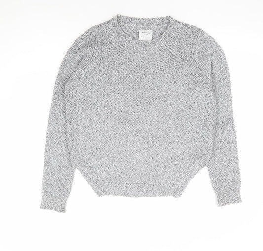 VERO MODA Womens Grey Round Neck Polyester Henley Jumper Size S
