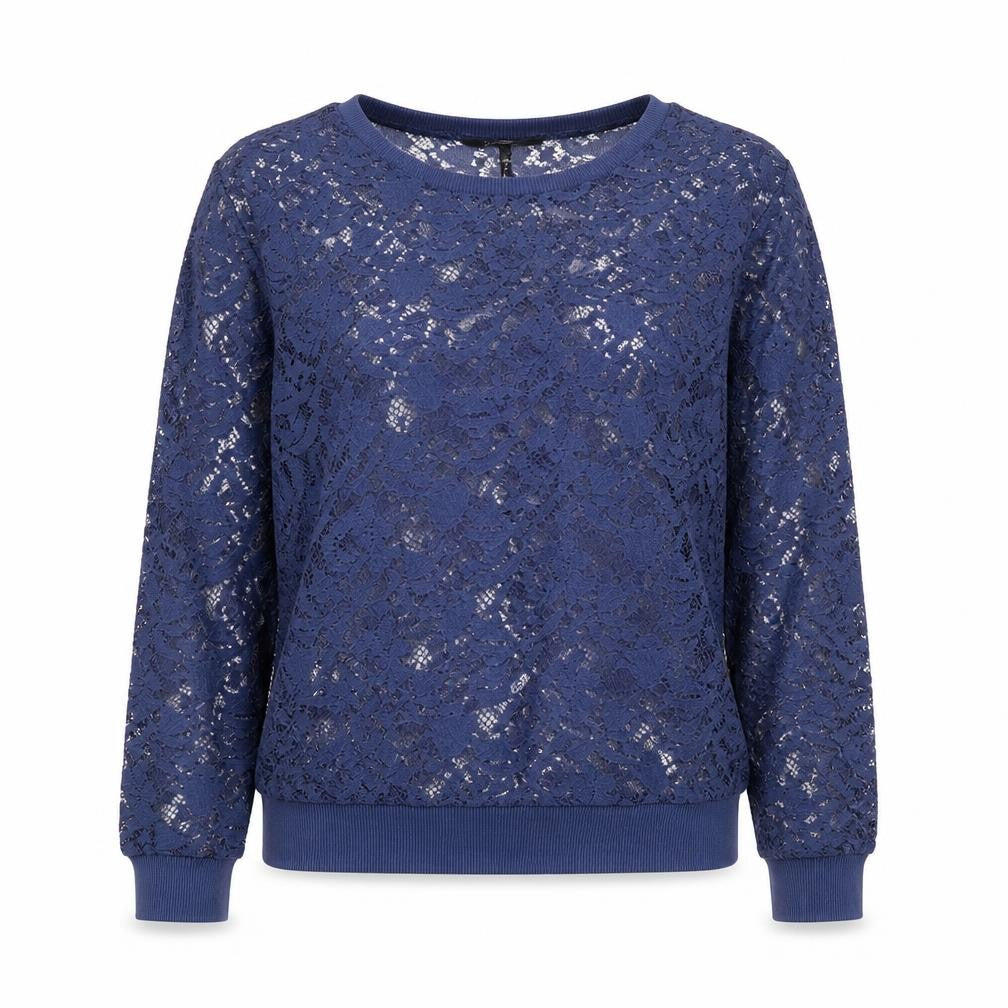 George Womens Blue Floral Polyester Pullover Sweatshirt Size S Pullover
