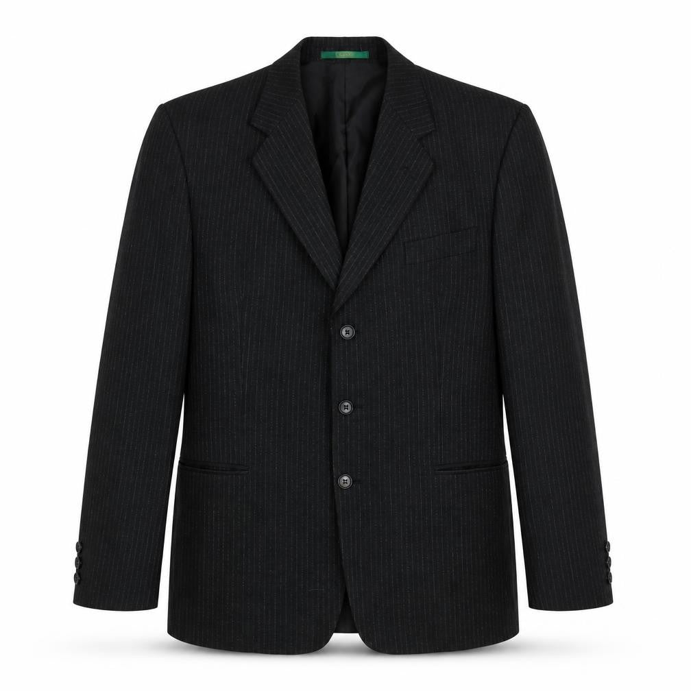 C&A Mens Black Striped Wool Jacket Suit Jacket Size 40