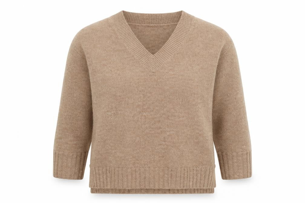 Primark Womens Brown V-Neck Acrylic Pullover Jumper Size XS