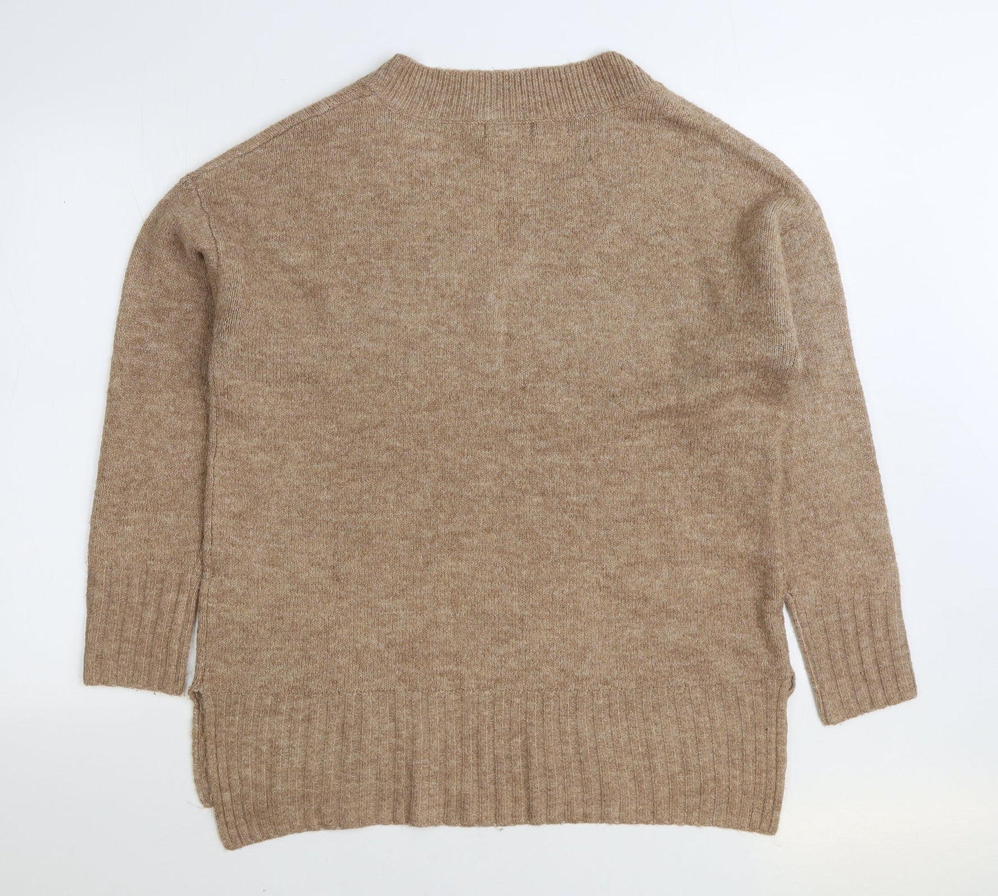 Primark Womens Brown V-Neck Acrylic Pullover Jumper Size XS
