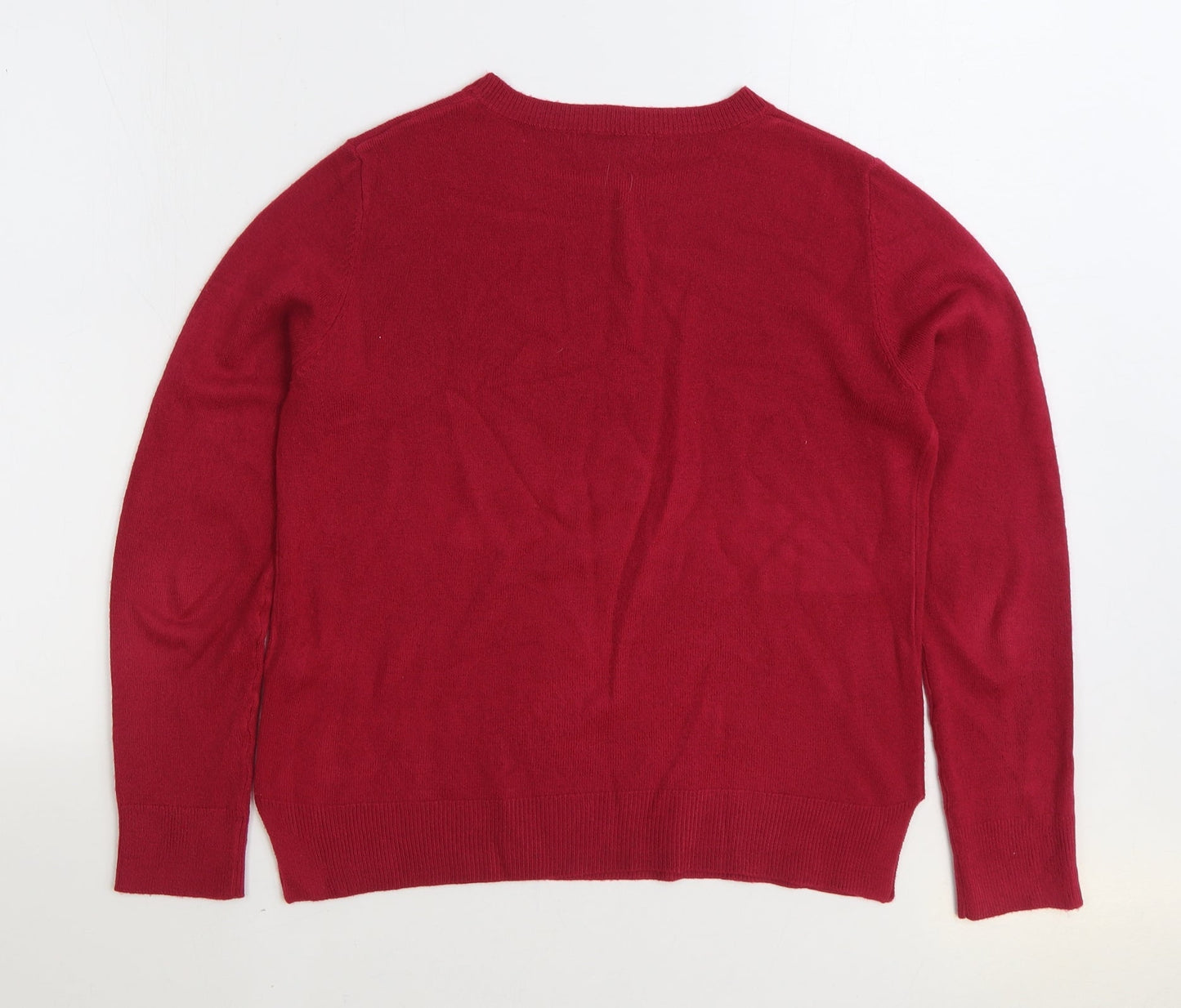 Marks and Spencer Womens Pink Round Neck Acrylic Pullover Jumper Size 12