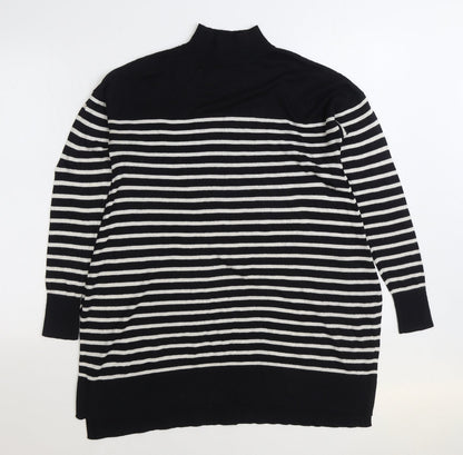 V by Very Womens Black High Neck Striped Acrylic Pullover Jumper Size 12