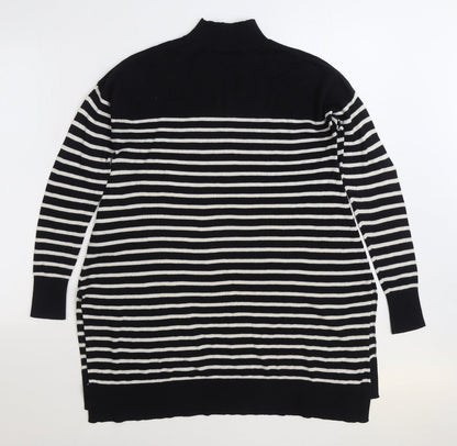 V by Very Womens Black High Neck Striped Acrylic Pullover Jumper Size 12