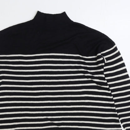 V by Very Womens Black High Neck Striped Acrylic Pullover Jumper Size 12
