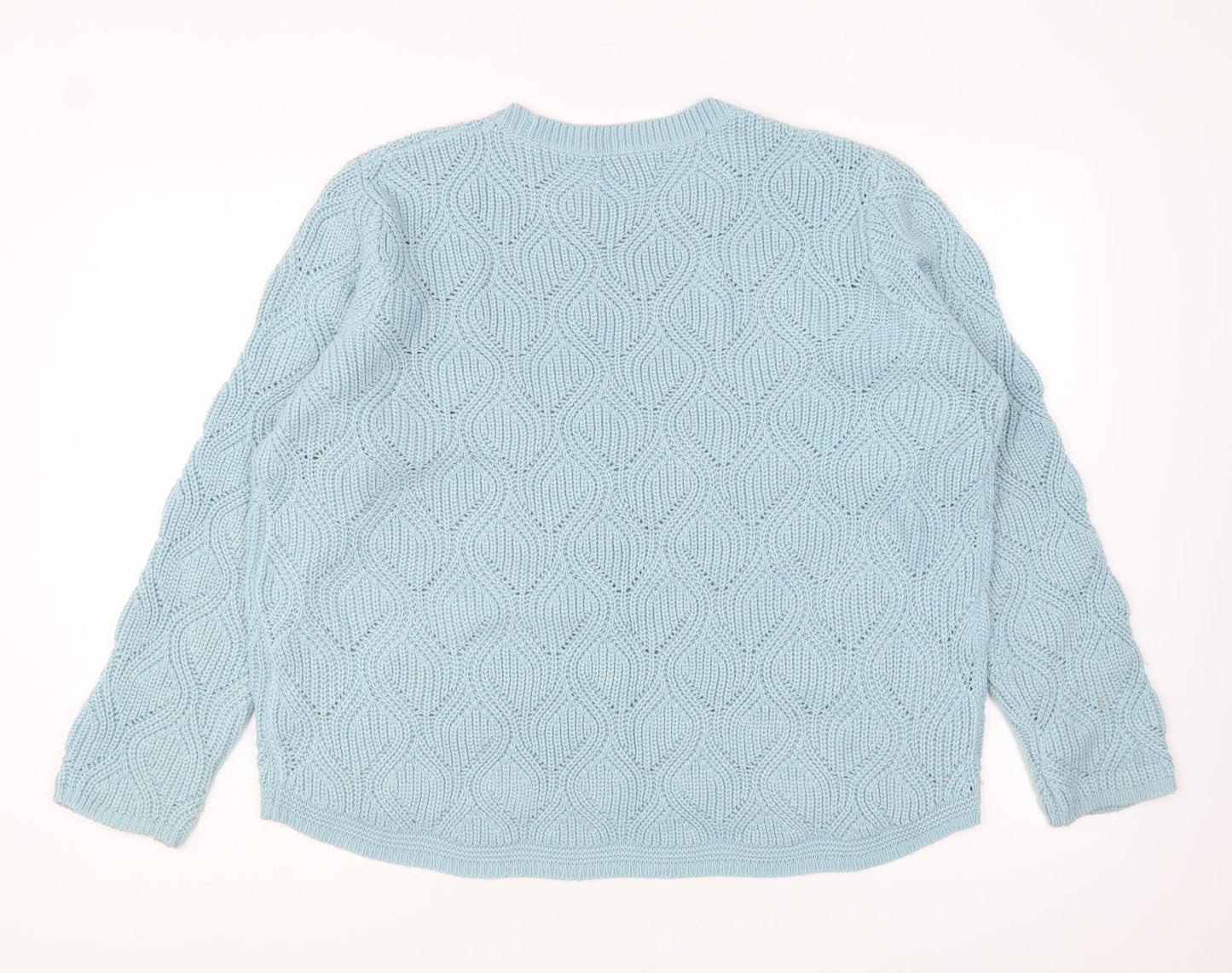 Marks and Spencer Womens Blue Round Neck Acrylic Pullover Jumper Size 16