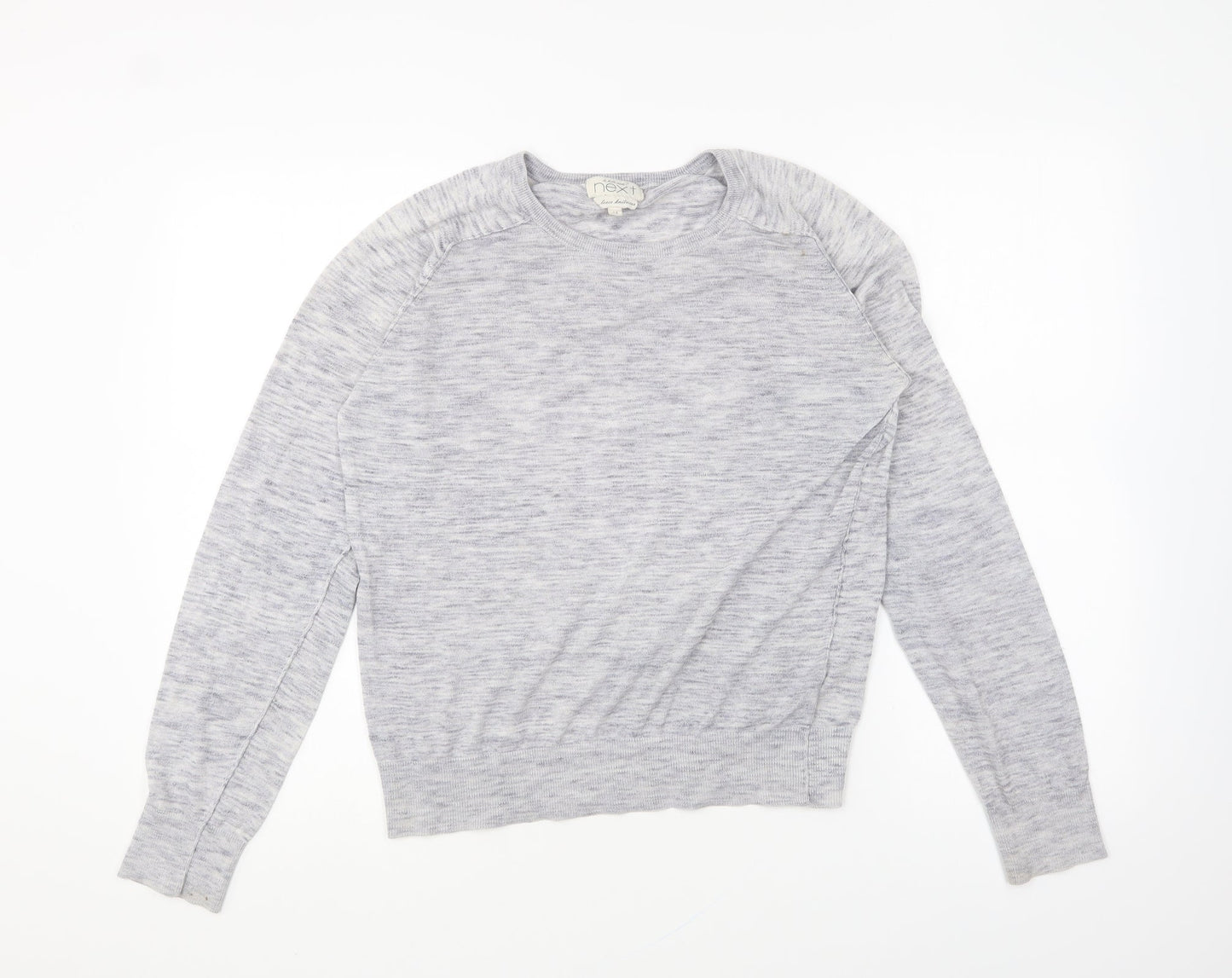 NEXT Womens Grey Round Neck Cotton Pullover Jumper Size 14