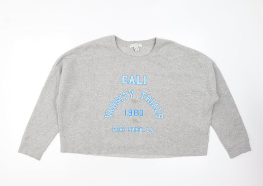Primark Womens Grey Cotton Pullover Sweatshirt Size L Pullover - Cali Varsity Training