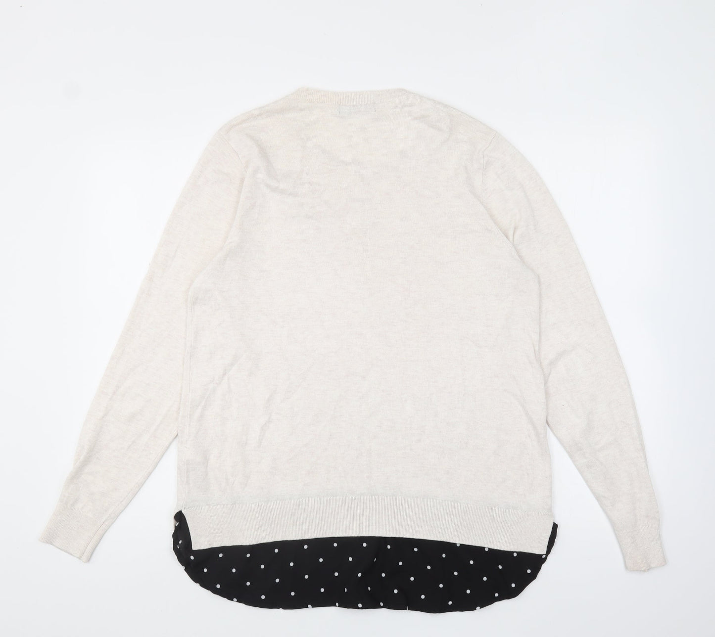 F&F Womens Ivory Round Neck Polka Dot Viscose Pullover Jumper Size 14