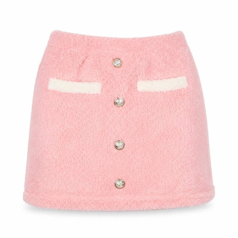 SheIn Girls Pink Polyester Mini Skirt Size 10 Years Regular Button