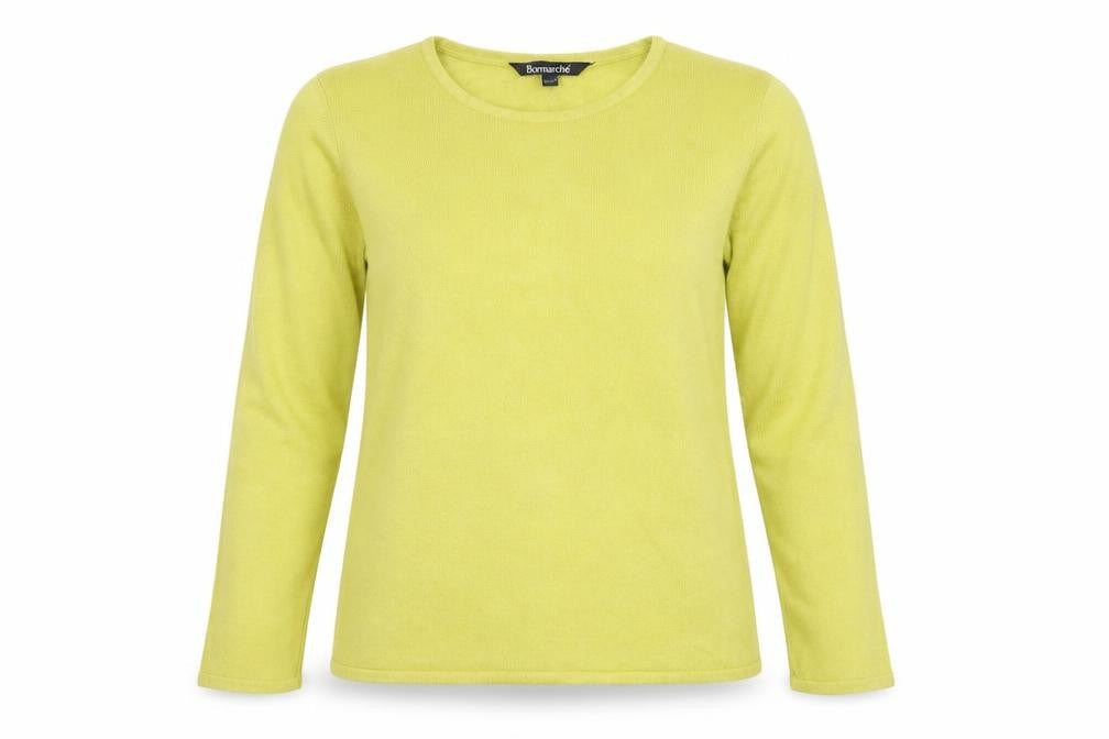 Bonmarché Womens Yellow Round Neck Acrylic Pullover Jumper Size 12
