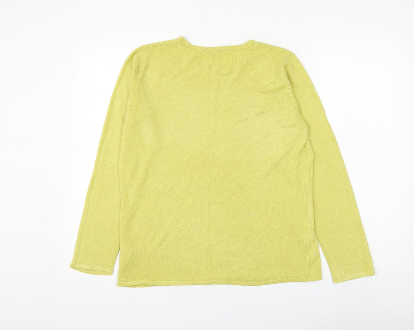 Bonmarché Womens Yellow Round Neck Acrylic Pullover Jumper Size 12