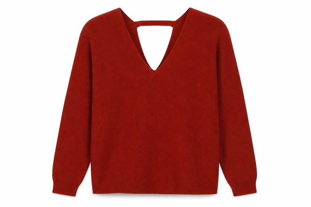 Primark Womens Orange V-Neck Polyester Pullover Jumper Size 12