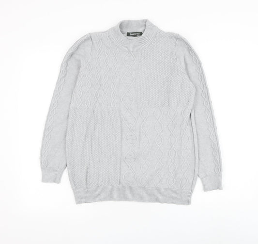 Bonmarché Womens Grey Mock Neck Viscose Pullover Jumper Size 14