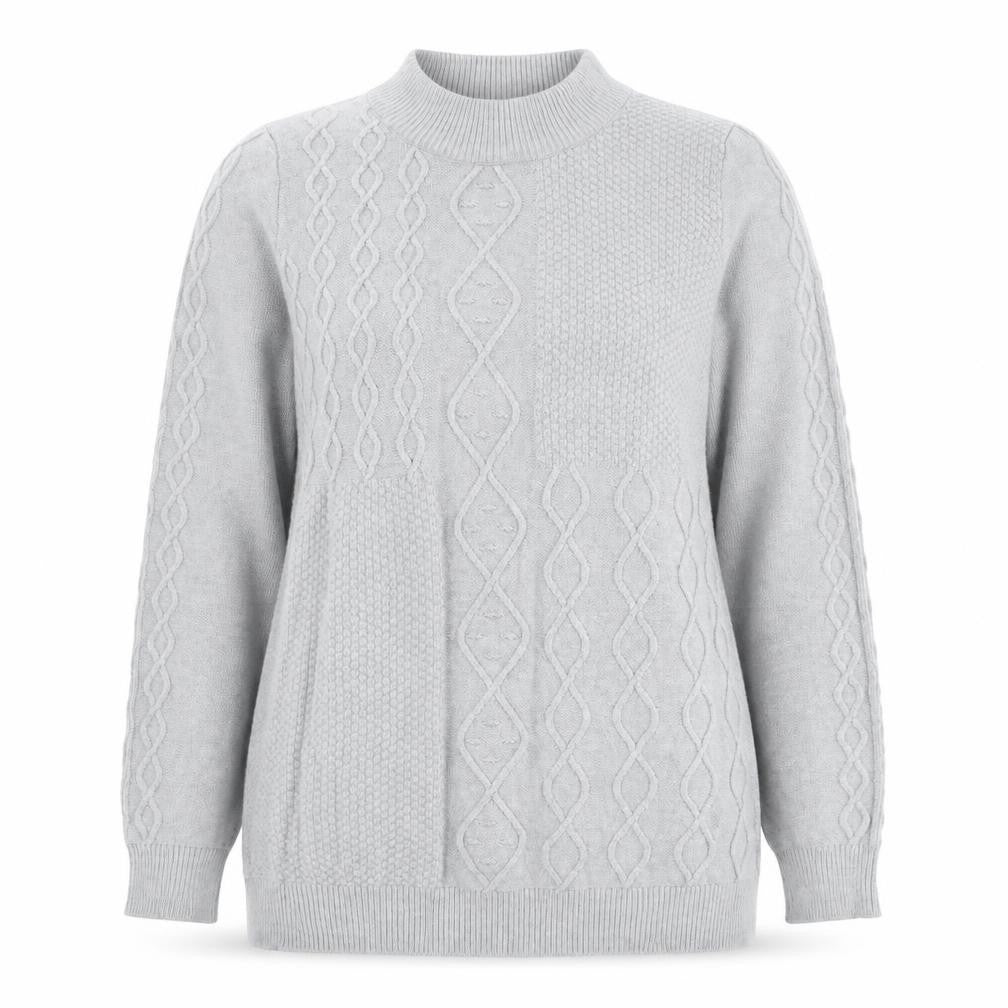 Bonmarché Womens Grey Mock Neck Viscose Pullover Jumper Size 14
