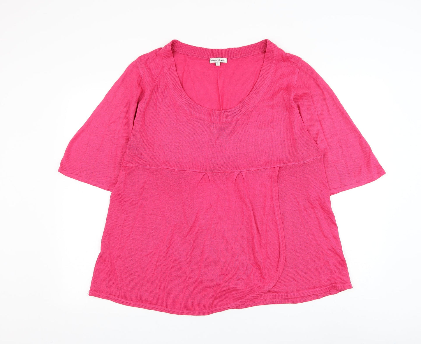 Tommy & Kate Womens Pink Scoop Neck Acrylic Pullover Jumper Size 16