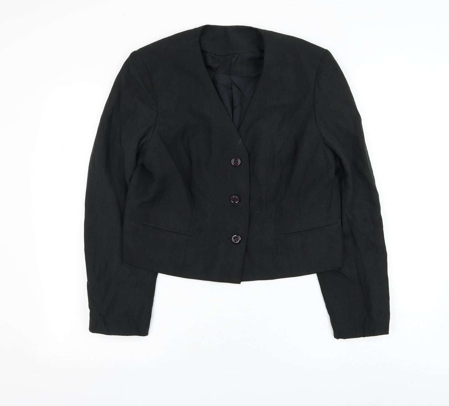 Preworn Womens Black Jacket Blazer Size M Button