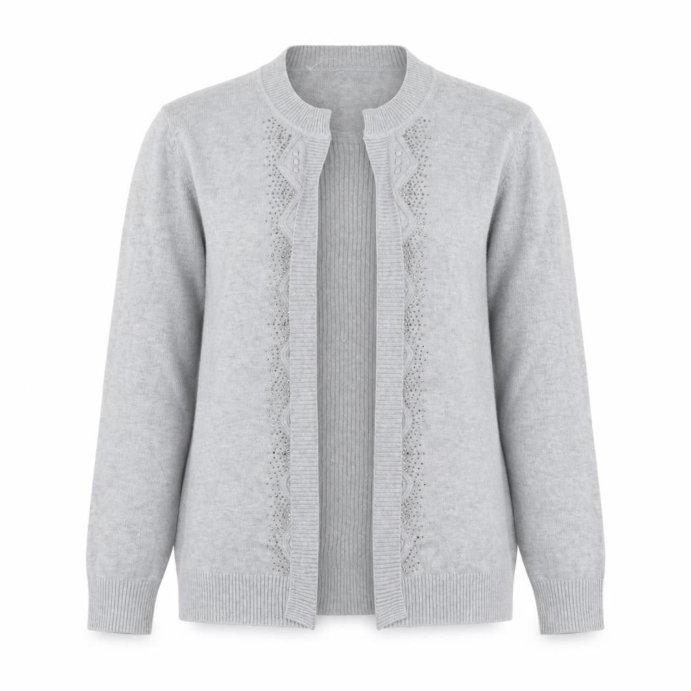 Preworn Womens Grey Round Neck Viscose Cardigan Jumper Size M