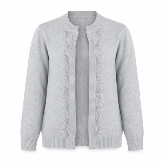 Preworn Womens Grey Round Neck Viscose Cardigan Jumper Size M