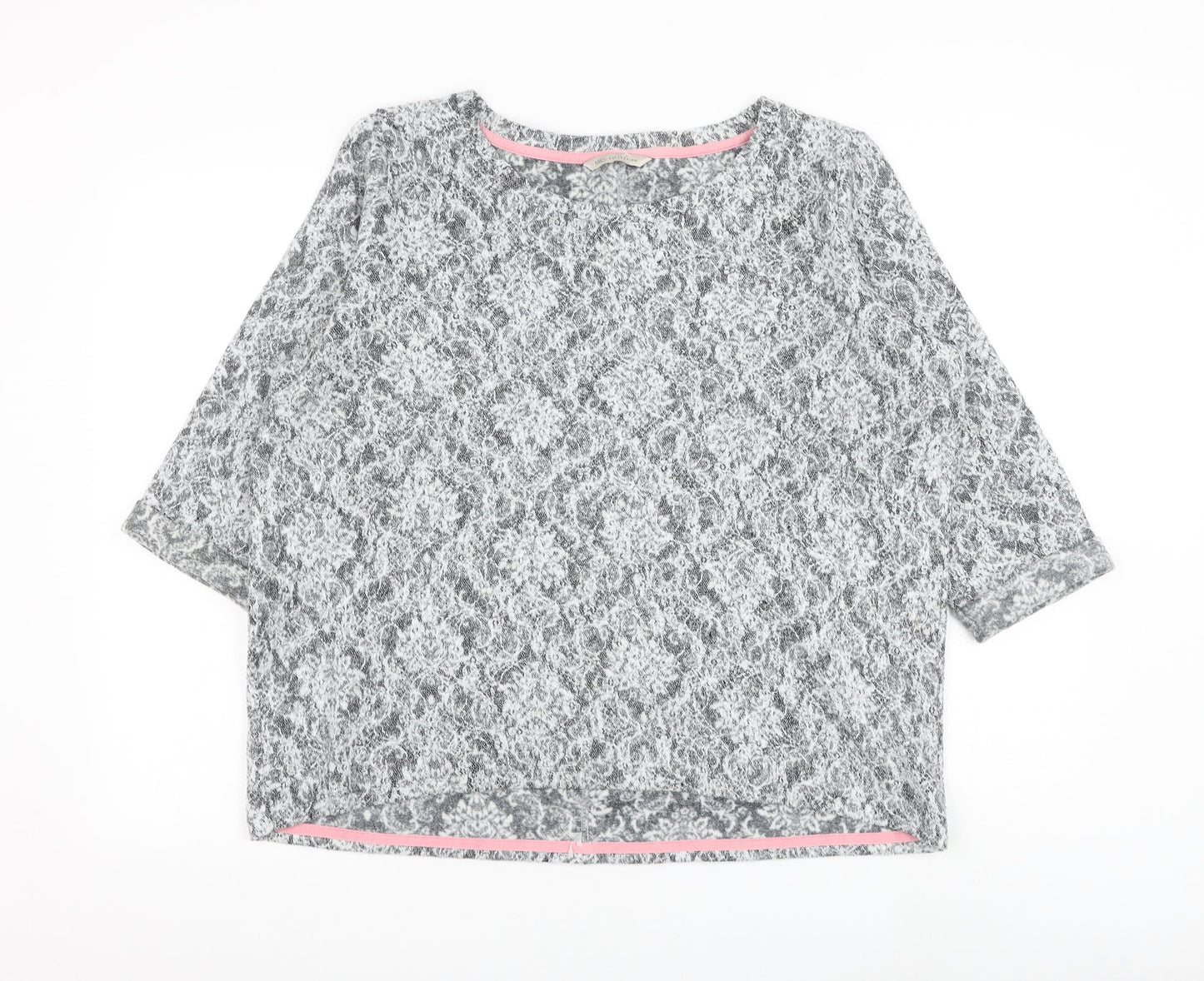 Marks and Spencer Womens Grey Boat Neck Geometric Polyester Pullover Jumper Size 18