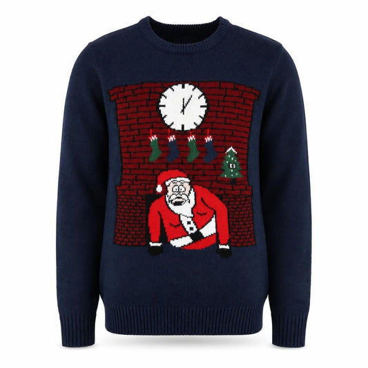 Cedarwood State Mens Blue Round Neck Acrylic Pullover Jumper Size XS - Santa Claus Christmas