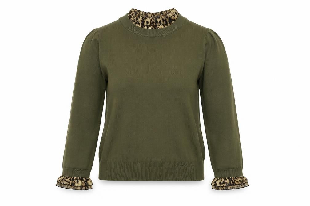 Laetita Mem Womens Green Round Neck Viscose Pullover Jumper Size S