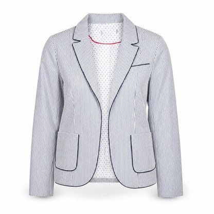Atmosphere Womens Blue Striped Polyester Jacket Blazer Size 8