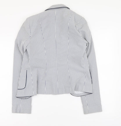 Atmosphere Womens Blue Striped Polyester Jacket Blazer Size 8