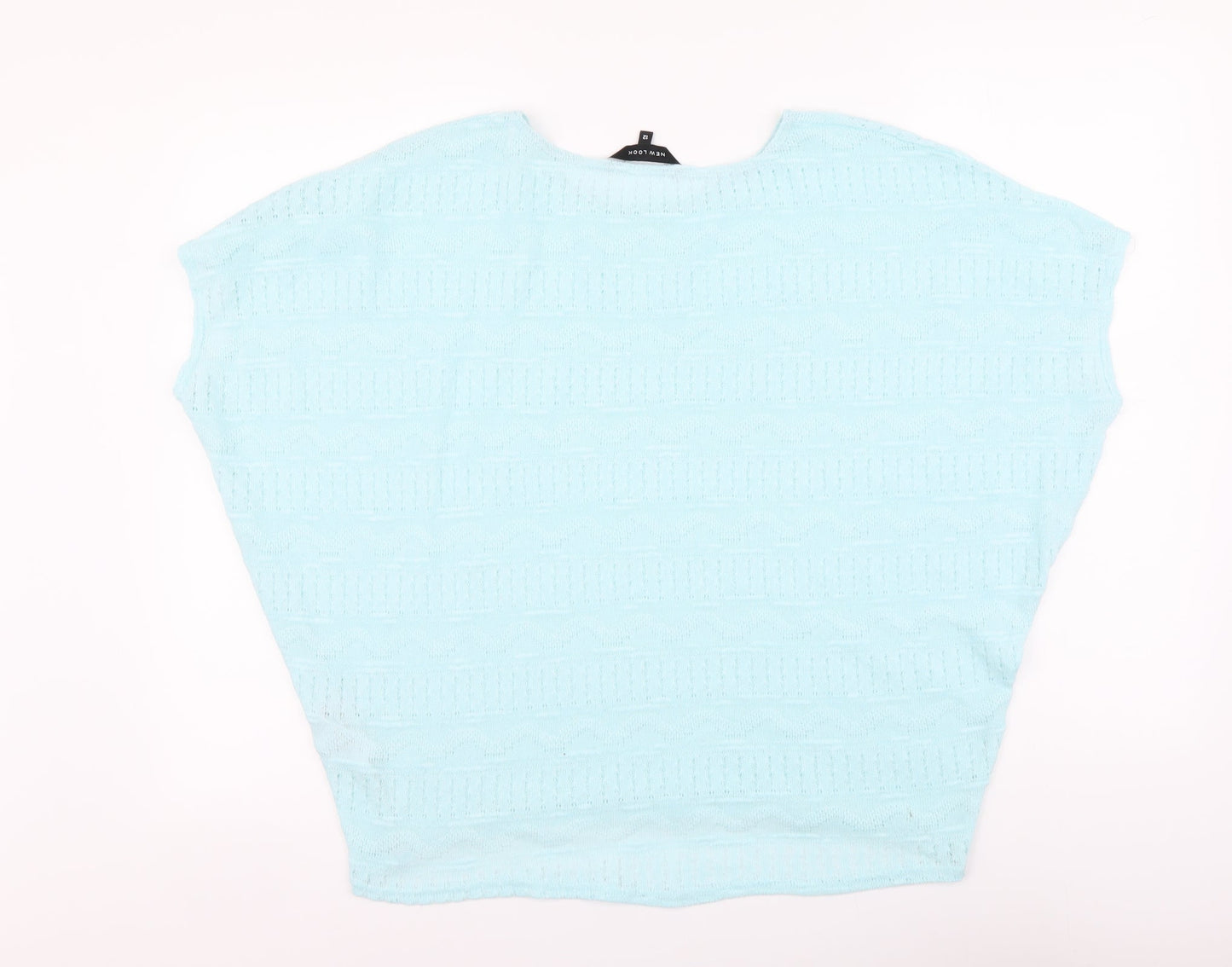 New Look Womens Blue Polyester Basic Blouse Size 12 Round Neck