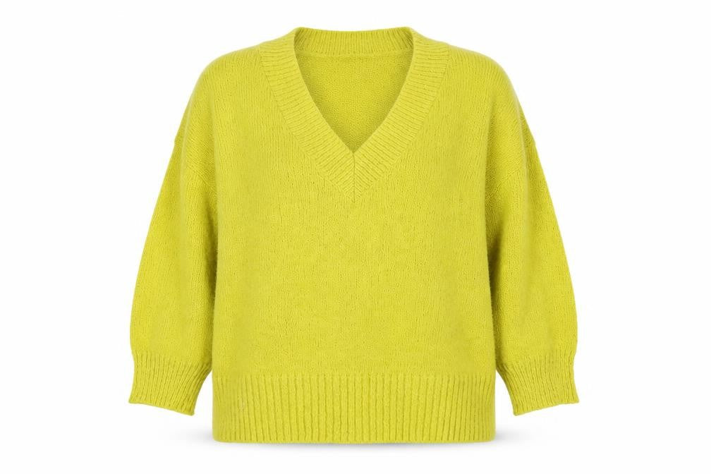 TU Womens Yellow V-Neck Polyester Pullover Jumper Size 10