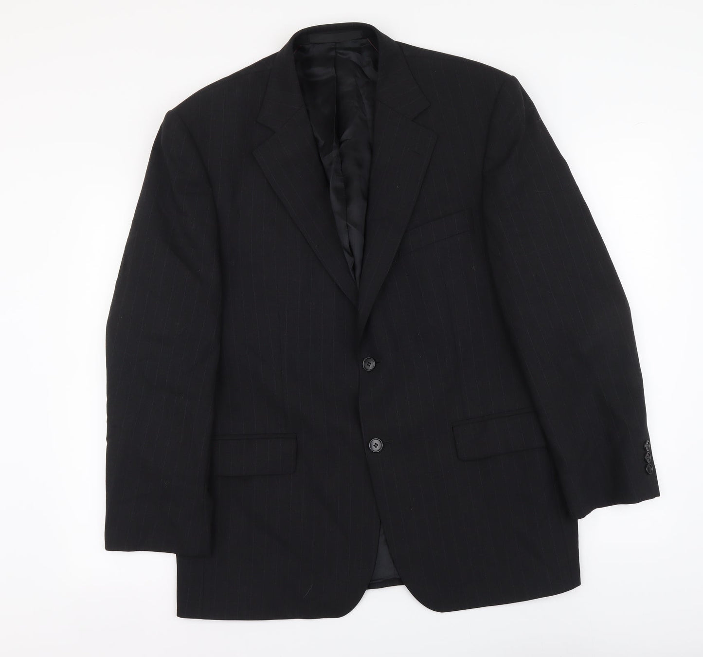 Marks and Spencer Mens Black Striped Wool Jacket Suit Jacket Size L