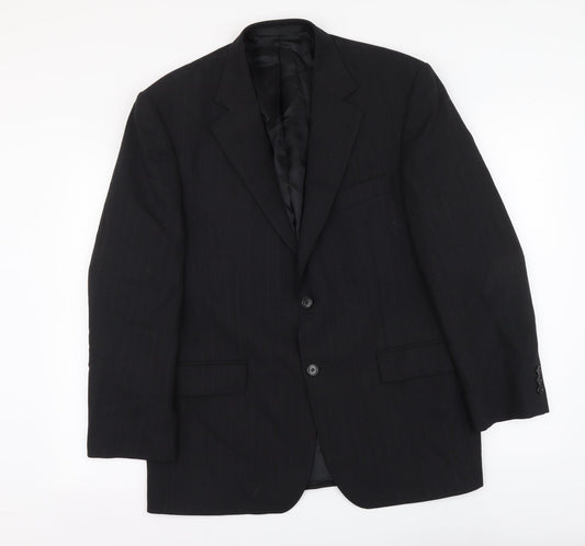 Marks and Spencer Mens Black Striped Wool Jacket Suit Jacket Size L