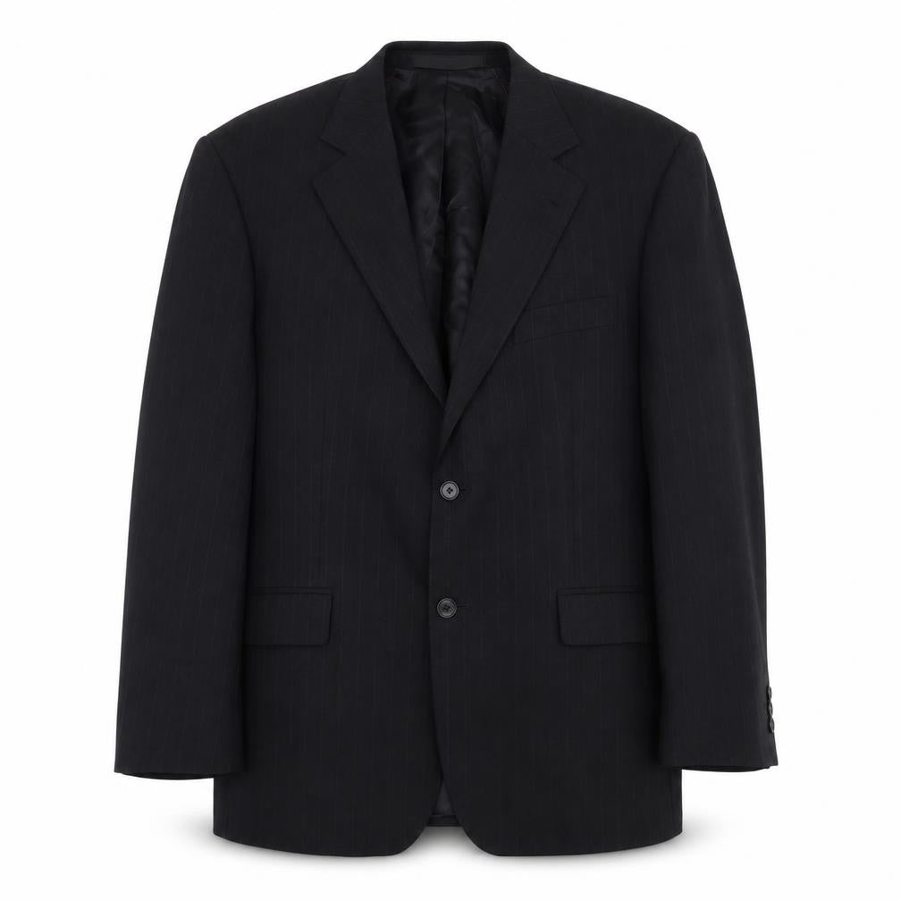 Marks & Spencer Mens Black Striped Wool Jacket Suit Jacket Size L