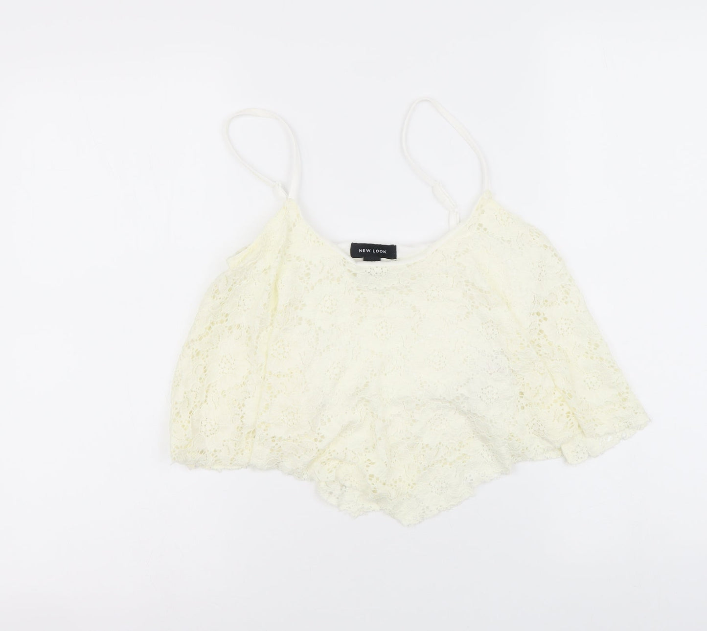 New Look Womens Ivory Nylon Cropped Tank Size 10 Round Neck