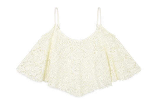 New Look Womens Ivory Nylon Cropped Tank Size 10 Round Neck