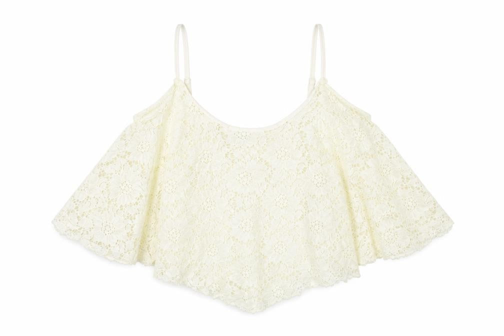 New Look Womens Ivory Nylon Cropped Tank Size 10 Round Neck