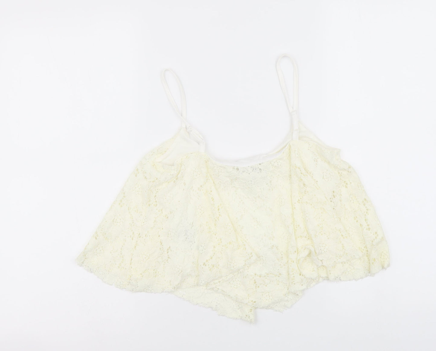 New Look Womens Ivory Nylon Cropped Tank Size 10 Round Neck