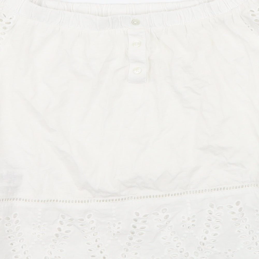NEXT Womens White Cotton Basic Blouse Size 8 Boat Neck