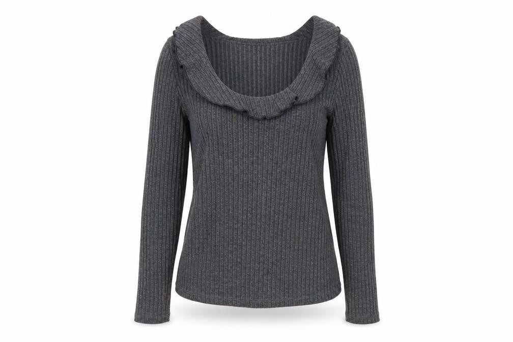 SheIn Womens Grey Polyester Basic Blouse Size S Round Neck