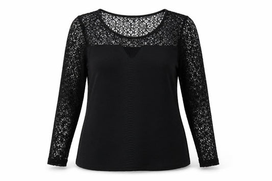 Fransa Womens Black Polyester Basic Blouse Size L Round Neck