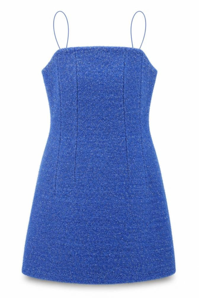 Topshop Womens Blue Polyester A-Line Size 4 Square Neck Zip