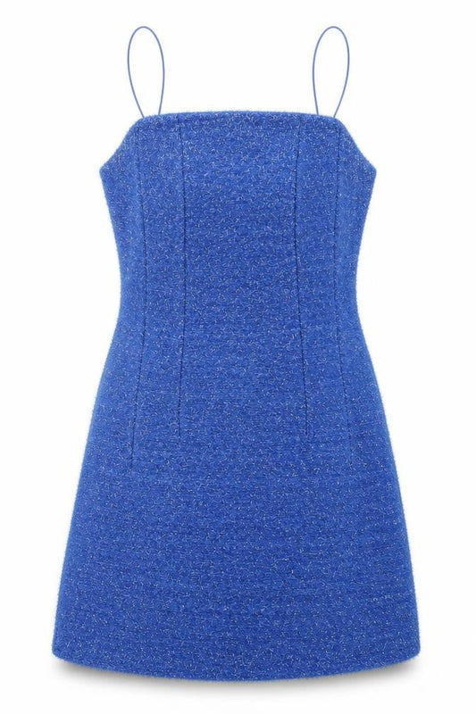 Topshop Womens Blue Polyester A-Line Size 4 Square Neck Zip